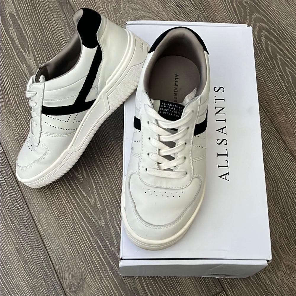 All Saints White and Black Minimalist Sneakers